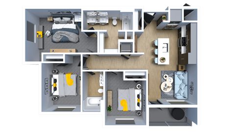 a floor plan of a room with a bed and a bathroom